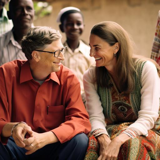 Bill Gates and Melinda Gates working on philanthropic initiatives A heartwarming image shows Bill Gates and his wife, Melinda Gates, working together on philanthropic endeavors. They are seen visiting schools in developing countries, engaging with children and educators, and examining projects related to global health and poverty alleviation. This photo showcases the human side of Bill Gates and his commitment to using his wealth and influence for the greater good.