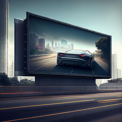 Billboard on the highway in the city. Photorealistic --upbeta
