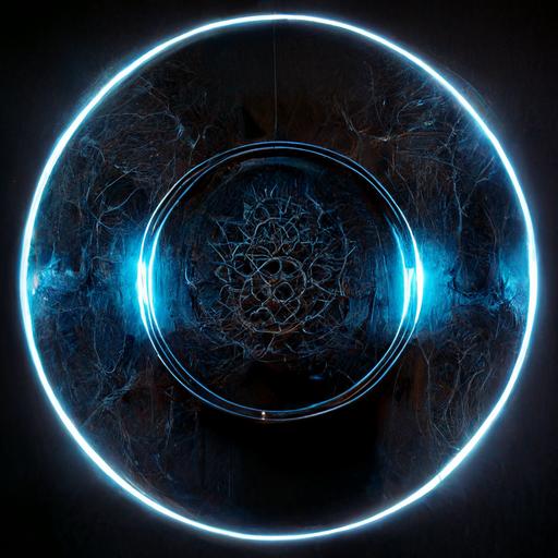 Bionic process circle with small decision circle inside::2, white and blue and glowing Accents ,Poster Style, Dramatic Atmosphere,Cinematic shot, High contrast ,High detail , Intricate , Ornate, Unreal Engine , Octane Render, God Rays , Studio Light ar 12:8