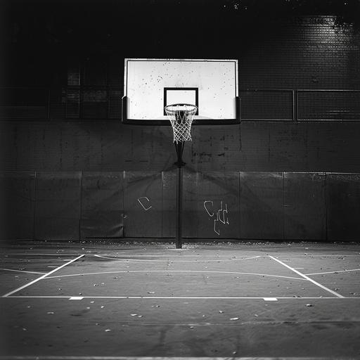 Black and White - Empty Basketball Court - American - V6