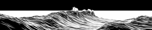 Black and white prints, waves, retro, lines --ar 5:1 --v 6.0