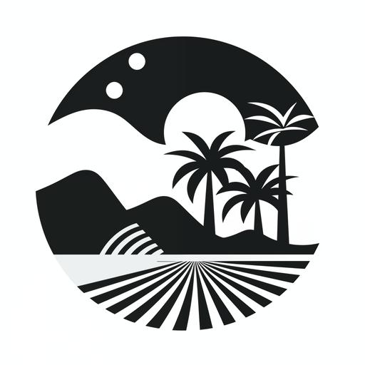 Black and white, thick bold lines, palm springs vintage vibes icon style illustration high definition, no real shades