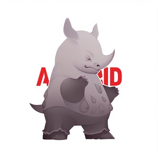 Black rhino, mascot, cartoon, China rescue --ar 1:1 --niji 5