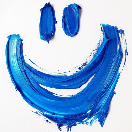 Blue brush thin stroke, smiley face on white background --v 6.0