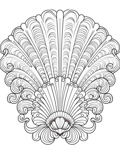 Boho-inspired seashell with patterns, Boho coloring page, 2d outlined, clean and thick lines, black background, less elements:: : Coloring Page --ar 17:22