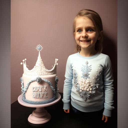 Add a snow queen birthday decoration and a snow queen birthday cake.