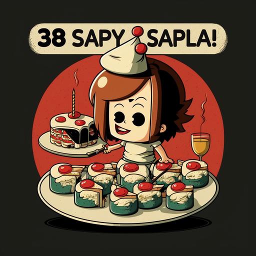 39 years old birthday party sushi cartoon