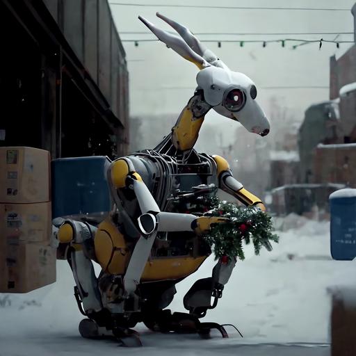 Boston Dynamics Spot like rabbit congratulate Christmas on construction cite