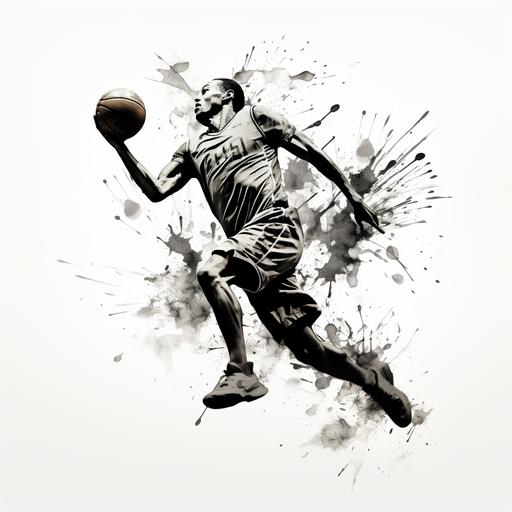 basketball silhouette in black and white with white backround