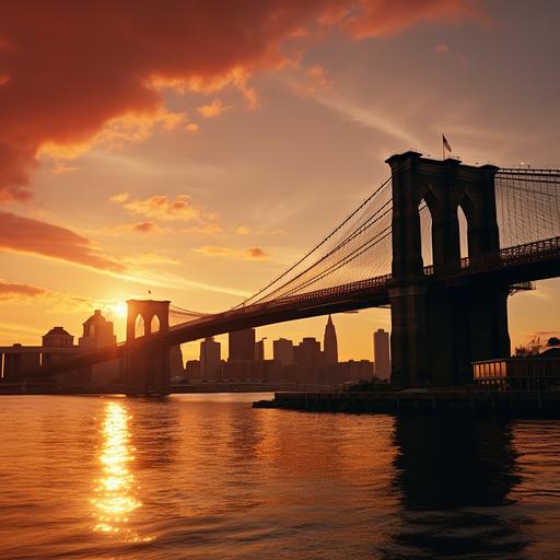 Brooklyn bridge at sunset cinematic camera
