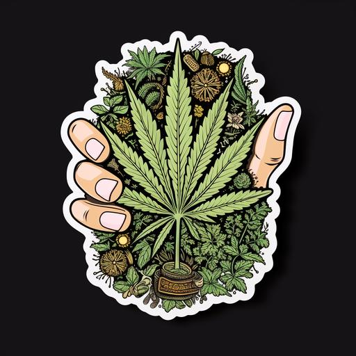 Weed quotes sticker, Sticker, Cute, Dark, Hand-Drawn, Contour, Vector, White Background, Detailed