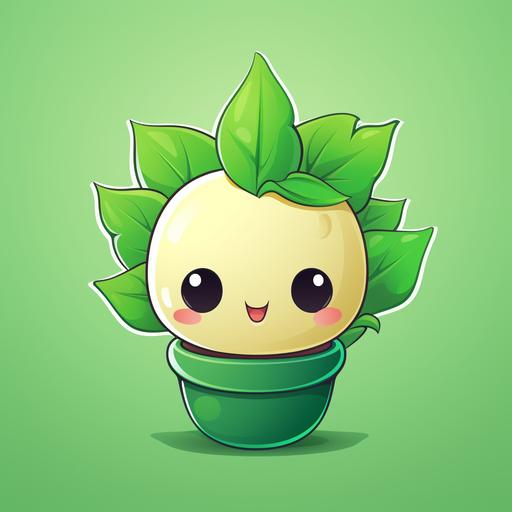 Bud, the lovable sidekick of your dreams. Plant-themed, cartoon, anime, friendly face. Helpful assistant, logo image
