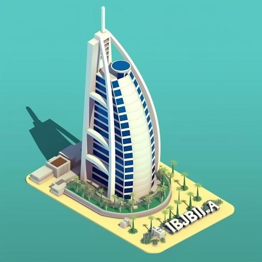 Burj Al Arab in Dubai Cartoon 3D style --v 5.0