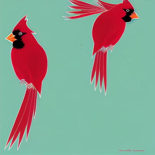 a cardinal cartoon style with a white outline --testp