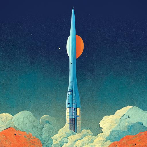 rocket ship cartoon planet earth blue horizon