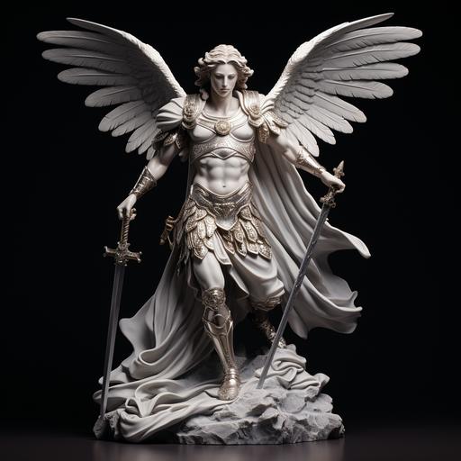 Archangel Michael statue, real photo, 8k, ultra-realistic