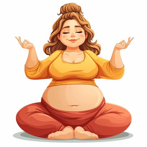 C4D cartoon style, png background, overweight woman getting into shape doing yoga --s 750 --v 6.0