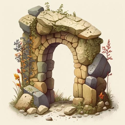 CHILDREN'S ILLUSTRATIONS, K is for Keystone: The stone at the top of an arch that holds the other stones in place.