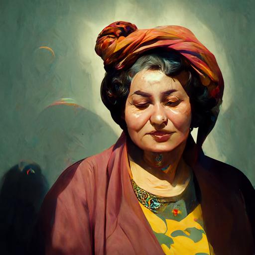 Fat old Arab Bussinesswoman :: Octopus Person Hybrid :: Portrait of fat Saudi Grandmother, octane render, 3d art, reflective, god rays :: painting by Wassily Kandinsky:: painting by frank frazetta :: dawn lighting, cinematic scene, intricate detailed, ultra realism, octane render, 8k --test --creative --chaos 10 --v 3