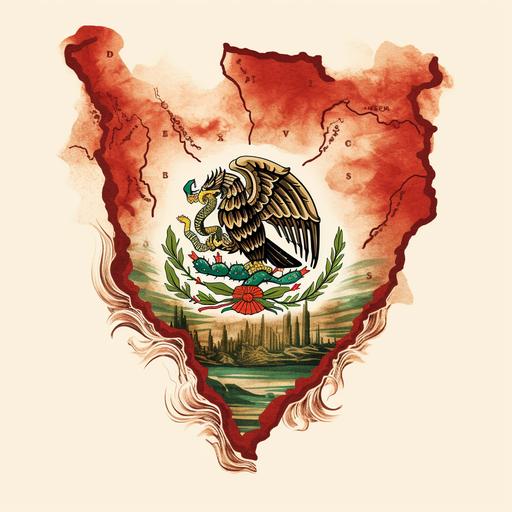 California outline map with Mexico flag inside the map design sketch for tattoo