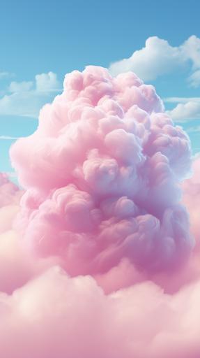 Cotton Candy Cloud Sky Poster Pink Blue ,Vertical plate, soft light, hyper quality, Surrealism, Landscape Photography --ar 9:16