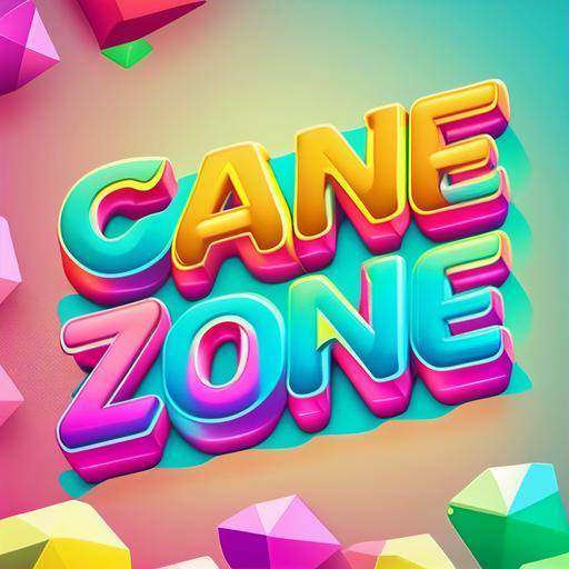 Candy Crush Zone Logo, The logo is made of vibrant, neon-colored candies with hard candy letters spelling out 