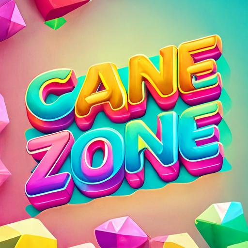 Candy Crush Zone Logo, The logo is made of vibrant, neon-colored candies with hard candy letters spelling out 