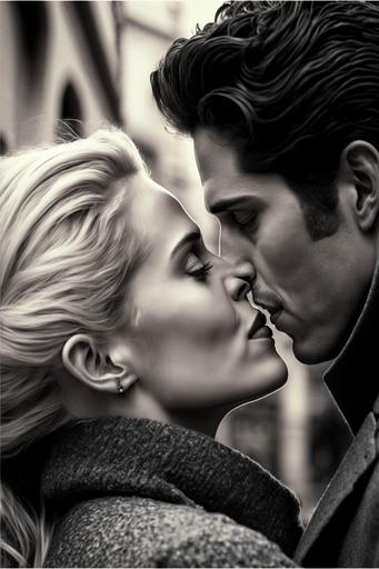 photography of turkish actor berk cankat kissing actress claire holt in Paris, high quality picture, 8k --v 4 --ar 2:3