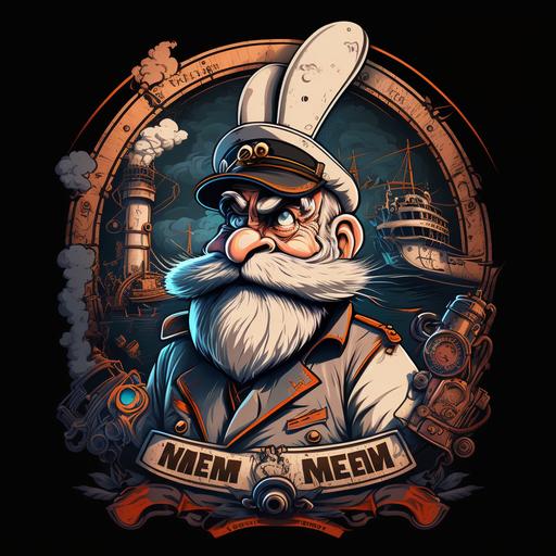 Captain Nemo white rabbit Goofy, cartoon, logo on Big Labowsky, 8k