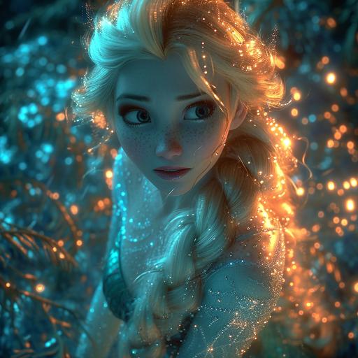 Captivating animated Elsa mermaid ruling an underwater kingdom with ice magic photonegative refractograph --s 750 --v 6.0