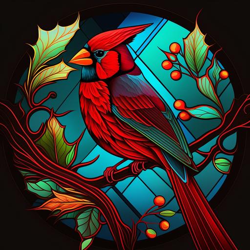 Cardinal in stained glass design