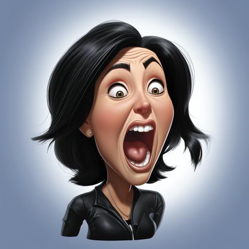 Caricature Unbelievable funny, Kat Slater from BBC Eastenders, confused laugh, cartoon character, extremely animated, pixar character style, whole image, white background, 8k, extreme detail