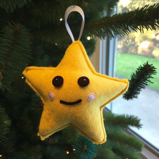 Carls Jr. Inspired Star-Themed Christmas Ornament, Yellow Plush Star --v 4