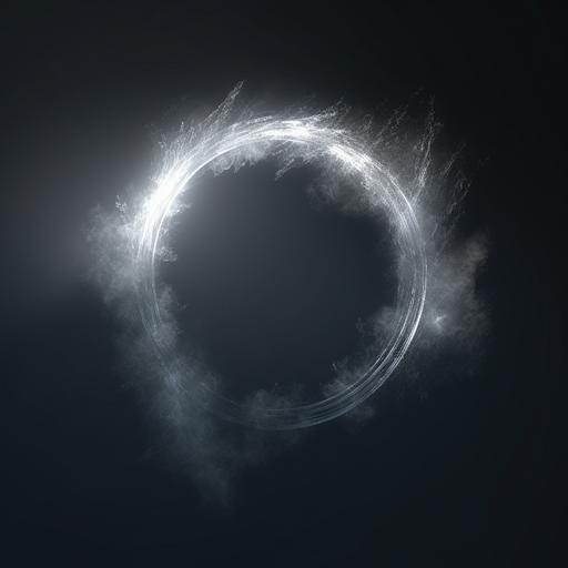 a minimalistic astral silver halo, luminous and dreamlike scenary, divine and elegant, ethereal, cinematic lightning, hyper detailed, 8k HD, high resolution --v 5
