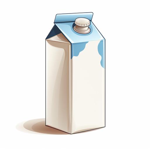 Cartoon milk carton, isolated on a white background--no shadow,write milk on box