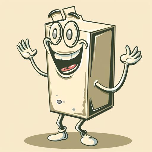 Cartoon of anthropomorphic slimming milk packaging box