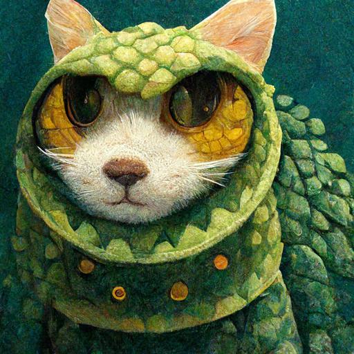 Cat in a crocodile costume