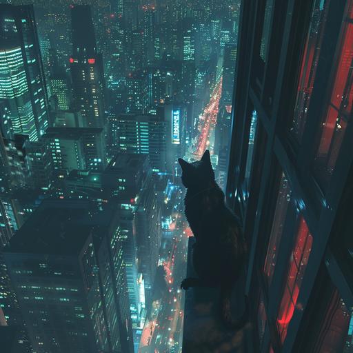 Cat vampire scaling a tall building at night, in the style of Korean webtoons   realism --style raw --stylize 200 --c 15 --v 6.0