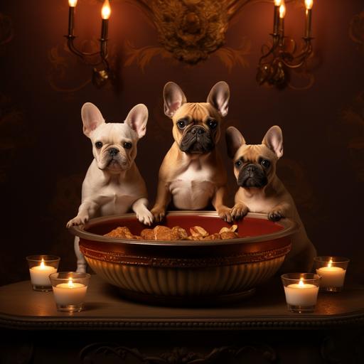 Ceramic Cerberus dog food bowl, in the style of William Sonoma, kitchen backdrop, exquisite lighting, professional product photography
