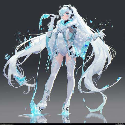Certainly! Imagine a Yeti Vocaloid, a virtual singing sensation with a voice as powerful as the mountain winds and a presence that captivates audiences around the world. Appearance: