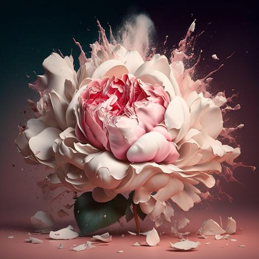 rosas blancas con fondo explosion rosa