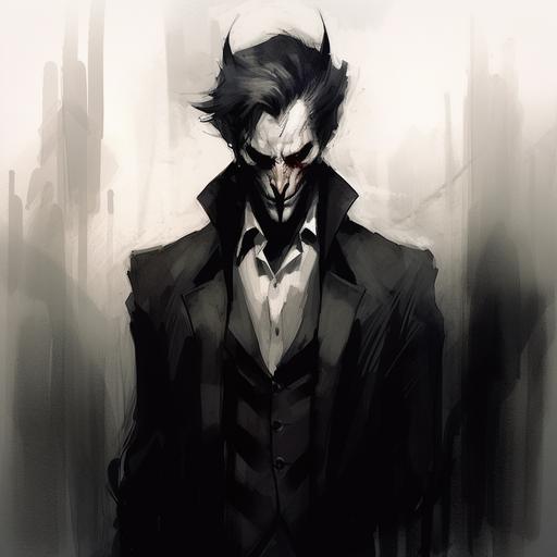 Character Design, A presence lingered in the darkness, a shadowed figure that moved with a feline grace. It was the trickster spirit, a being both captivating and unsettling. 1889 Gothic London Style, Lovecraftian, sharp teeth, Pen and Ink by Alex Maleev