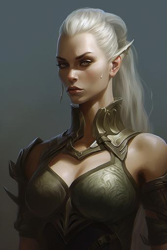 Character Design, Legendary Gothic Elf::1 Cyberpunk Mercenary, Dune Style Concepts by Franco Storchi and Boris Vallejo, profile view --c 4 --ar 2:3