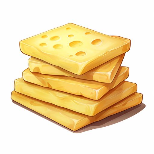 Cheese slices, cartoon, 2D game style, white background