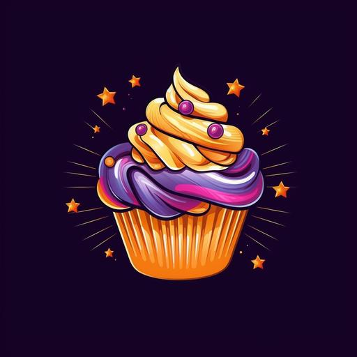 create a cupcake logo for Nique’s Sweets. Include the colors purple and gold