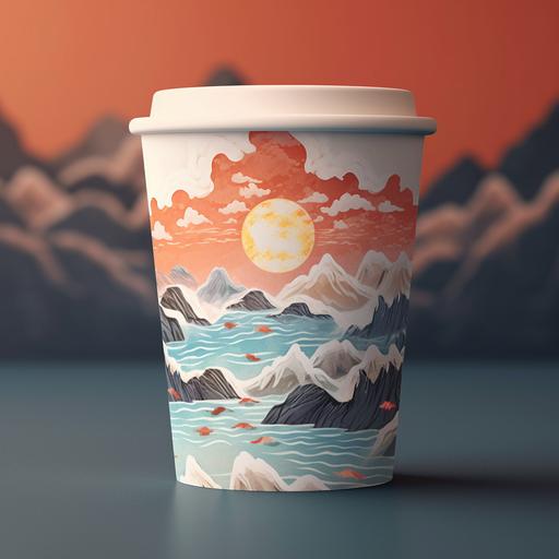 ice cream package with chinese landscape