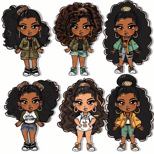Chibi Dolls Clipart,Black Girls Bundle, Lady Boss Clipart, Boss Girl PNG, Fashion Girl Clipart, Black Girl Doll PNG, Digital Download