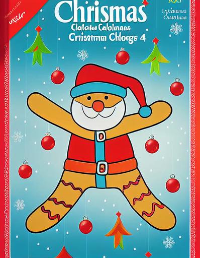 Christmas coloring Book for kids 3-4 years, funny animals, stocking, gingerbread man, only same outlines, anatomically correct, --ar 7:9 --test --creative