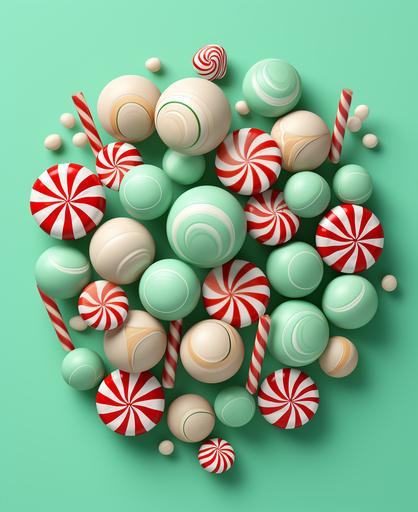 Christmas peppermint lollipop candies --ar 9:11 --c 100 --s 750