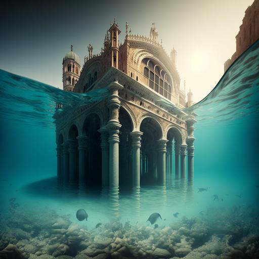 City of Venice sunken below the sea years from now